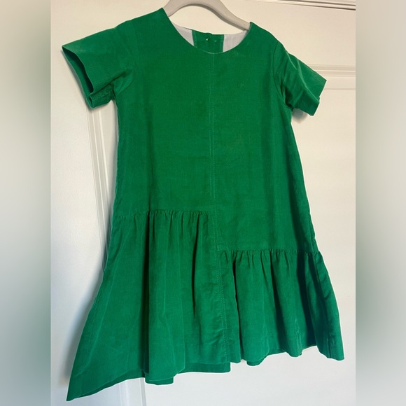 Little English Asymmetrical Jillian Dress - Nantucket Corduroy in Evergreen - Picture 2 of 5